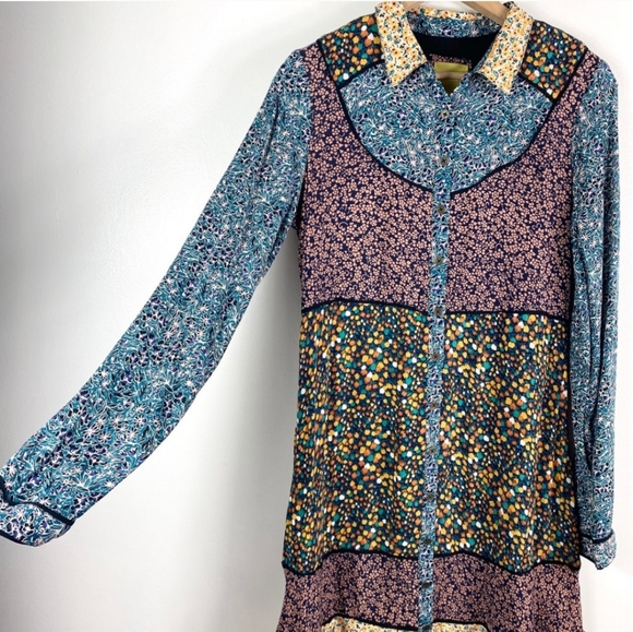 Anthro | Maeve Patchwork Button Down Dress - Picture 2 of 5